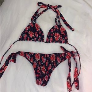 Tori Praver Floral Ruched Bikini Size M